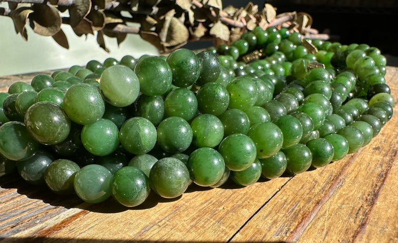 8mm Canadian Nephrite Jade Beads, made and strung in the 70s needs to be restrung - Final Sale