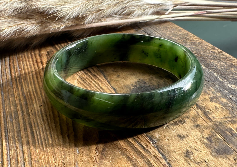 Wide Jade Bangles 15mm, Sizes 52/54/56/58