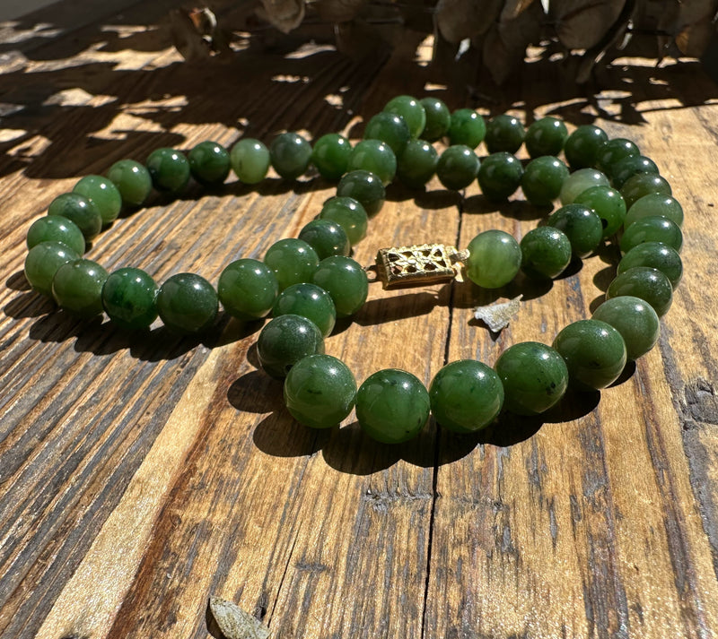 8mm Canadian Nephrite Jade Beads, made and strung in the 70s needs to be restrung - Final Sale