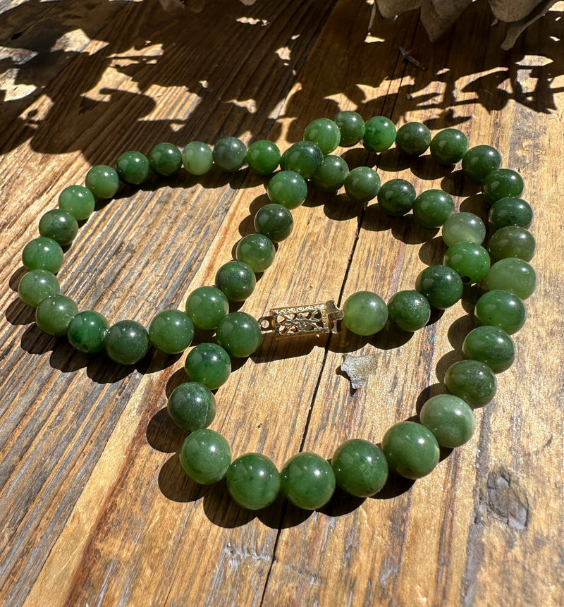 8mm Canadian Nephrite Jade Beads, made and strung in the 70s needs to be restrung - Final Sale