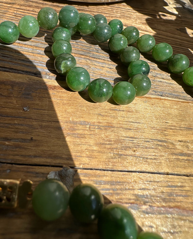 8mm Canadian Nephrite Jade Beads, made and strung in the 70s needs to be restrung - Final Sale