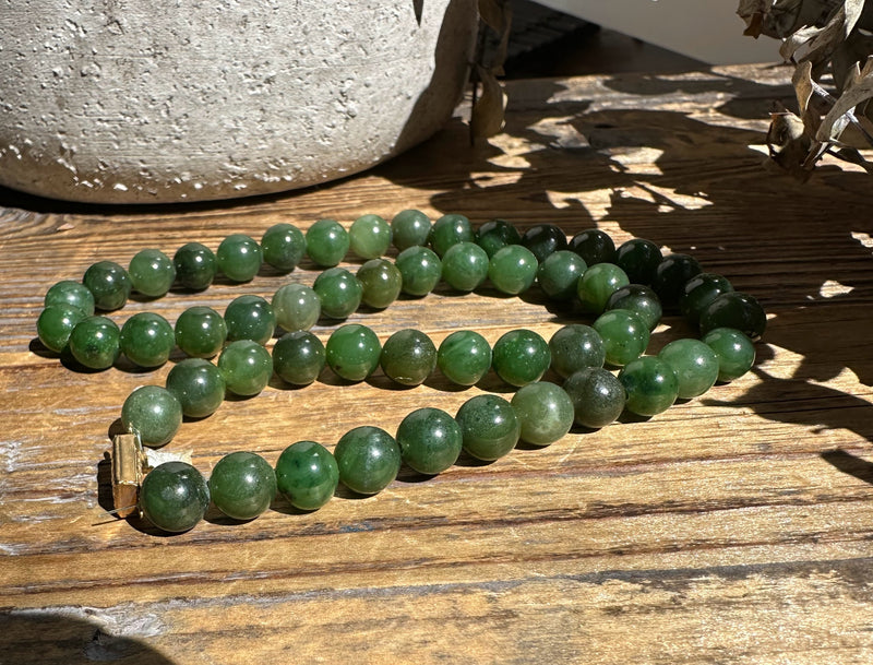 8mm Canadian Nephrite Jade Beads, made and strung in the 70s needs to be restrung - Final Sale