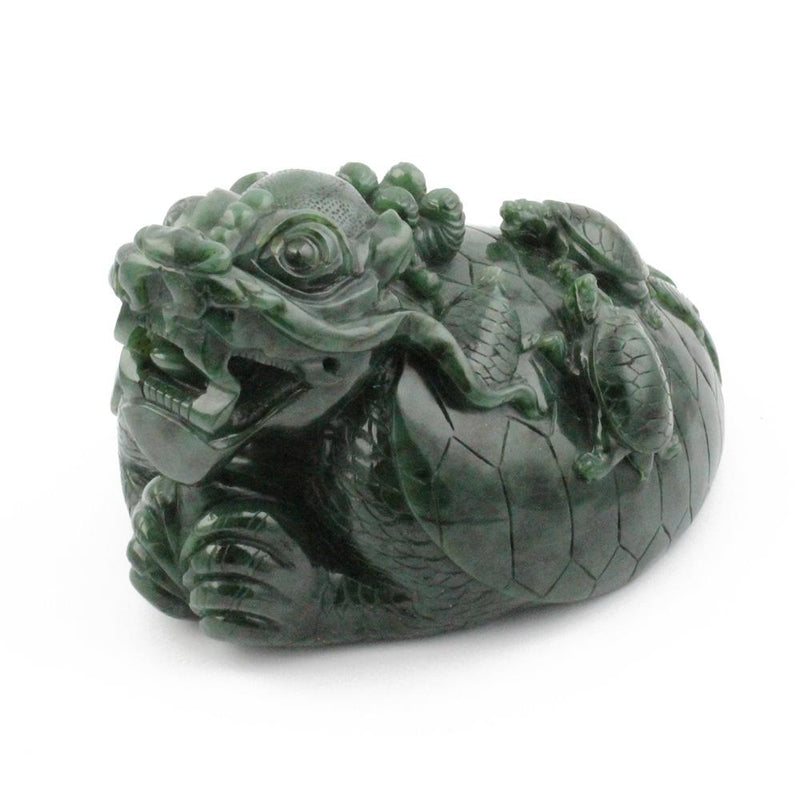 Jade Dragon Turtle Carving, 6"*